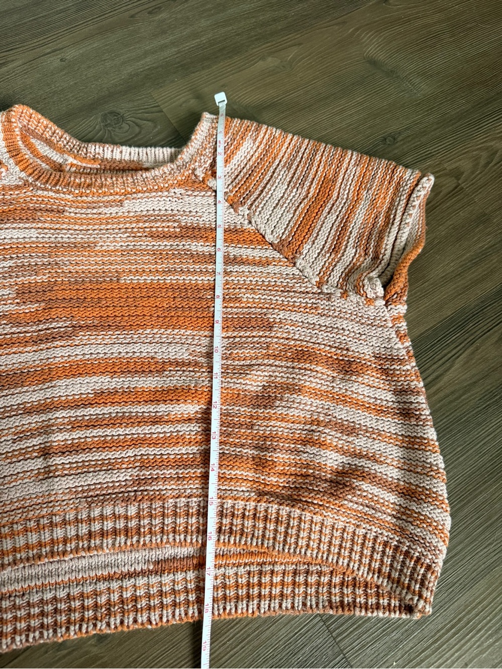 Anthropologie Pink & Orange Striped Knit Crop Top Large - Picture 6 of 6